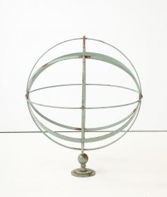 Celadon Painted English Mid 20th Century Iron Armillary - 4747643