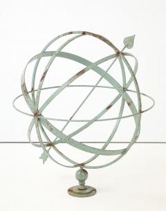 Celadon Painted English Mid 20th Century Iron Armillary - 4747646