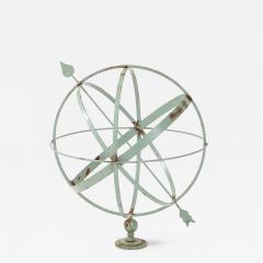 Celadon Painted English Mid 20th Century Iron Armillary - 4747796
