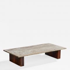 Celina Decoracoes Coffee Table with Wood and Marble Brazil 1960s - 4771048