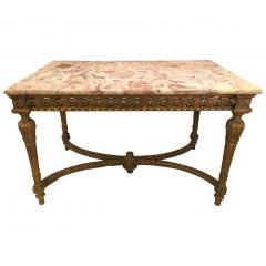 Center Table or Console Louis XVI Jansen Style Stunning Marble Top Gilt Base - 2977108