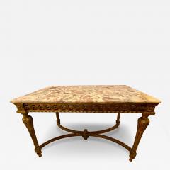 Center Table or Console Louis XVI Jansen Style Stunning Marble Top Gilt Base - 2988370