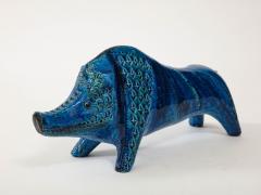 Ceramic Boar by Aldo Londi for Bitossi in Rimini blue Italy ca 1960 - 3429498