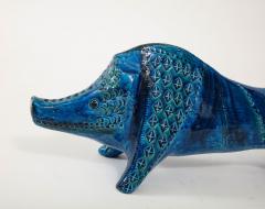 Ceramic Boar by Aldo Londi for Bitossi in Rimini blue Italy ca 1960 - 3429499