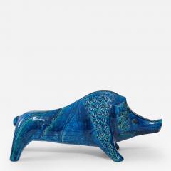 Ceramic Boar by Aldo Londi for Bitossi in Rimini blue Italy ca 1960 - 3430569