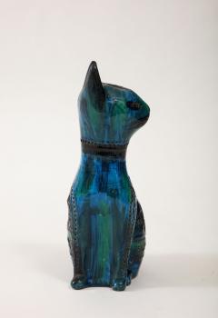 Ceramic Cat by Aldo Londi for Bitossi in Rimini blue Italy 1960 - 3429485