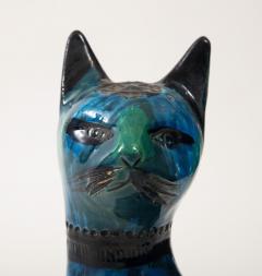Ceramic Cat by Aldo Londi for Bitossi in Rimini blue Italy 1960 - 3429488