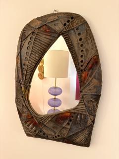 Ceramic Enameled Sculpture Mirror Italy 1960s - 3342035