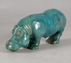 Ceramic Glazed Turquoise Hippo - 2323569