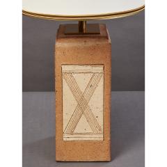 Ceramic Lamp with Geometric Decor France 1970s - 2218021