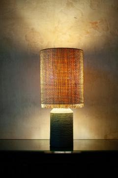Ceramic Lamp with Raffia Lampshade - 4472949