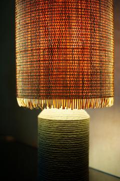 Ceramic Lamp with Raffia Lampshade - 4472951