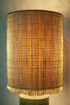Ceramic Lamp with Raffia Lampshade - 4472953