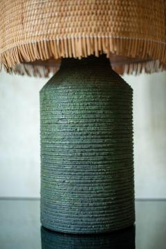 Ceramic Lamp with Raffia Lampshade - 4472956
