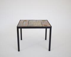 Ceramic Polychrome and Fused Glass French Side Table c1970 Vallauris - 2826955