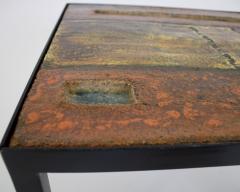 Ceramic Polychrome and Fused Glass French Side Table c1970 Vallauris - 2826963