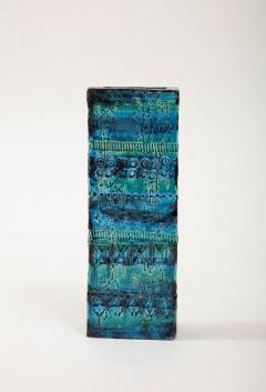 Ceramic Rectangular Vase by Aldo Londi for Bitossi Rimini blue Italy Ca 1960 - 3429461