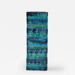 Ceramic Rectangular Vase by Aldo Londi for Bitossi Rimini blue Italy Ca 1960 - 3430566