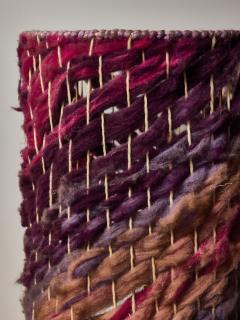 Ceramic Table Lamp with Crackle Glaze Base and Woven Wool Shade in Plum Tones - 4693050
