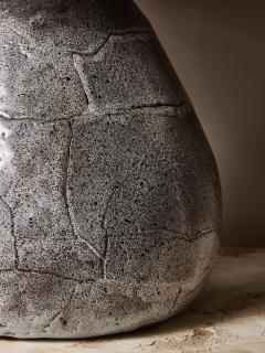 Ceramic Table Lamp with Crackle Glaze Base and Woven Wool Shade in Plum Tones - 4693061