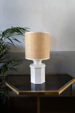 Ceramic Table Lamp with a Raffia Lampshade - 4759456
