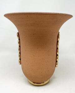 Ceramic Vase with Gold Snake Shape ornamental Luc Lanel Style 1940s - 3749948