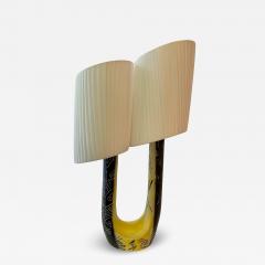 Ceramic lamp with double draped shade by F R H Ugo Vallauris circa 1955 - 4209638
