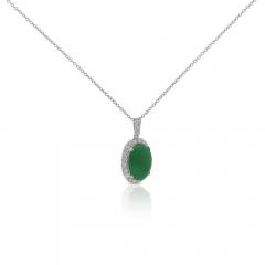 Certified 5 11 Carat Jadeite Jade and Diamond Platinum Pendant Necklace - 3919046