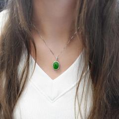 Certified 5 11 Carat Jadeite Jade and Diamond Platinum Pendant Necklace - 3919054