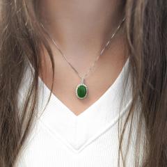 Certified 5 11 Carat Jadeite Jade and Diamond Platinum Pendant Necklace - 3919059