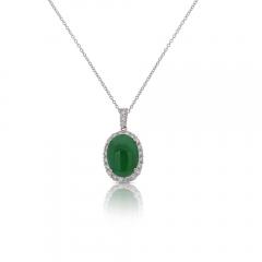 Certified 5 11 Carat Jadeite Jade and Diamond Platinum Pendant Necklace - 3919109