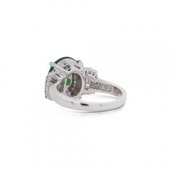 Certified 5 80 Carat Natural Jadeite Jade and Baguette Diamond Platinum Ring - 3919061