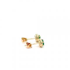 Certified Oval Cut Emerald Diamond Halo Stud Earring in 14K Gold - 3896757