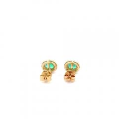 Certified Oval Cut Emerald Diamond Halo Stud Earring in 14K Gold - 3896758