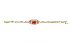 Certified Spessartine Garnet and Diamond in 18K Two Tone Gold Retro Bracelet - 3512776