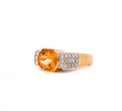 Certified Topaz Half Bezel and Diamond Square Vintage Ring in 18K Two Tone Gold - 3512845