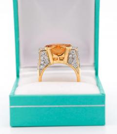 Certified Topaz Half Bezel and Diamond Square Vintage Ring in 18K Two Tone Gold - 3512856