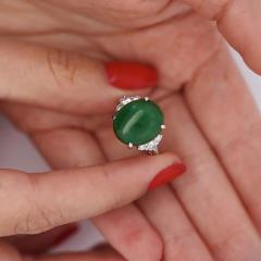 Certified Untreated 8 14 Carat Jadeite Jade A Fei Cui Platinum Ring - 3918997