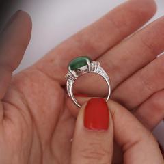 Certified Untreated 8 14 Carat Jadeite Jade A Fei Cui Platinum Ring - 3918998