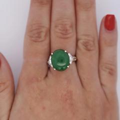 Certified Untreated 8 14 Carat Jadeite Jade A Fei Cui Platinum Ring - 3918999