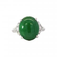 Certified Untreated 8 14 Carat Jadeite Jade A Fei Cui Platinum Ring - 3922681