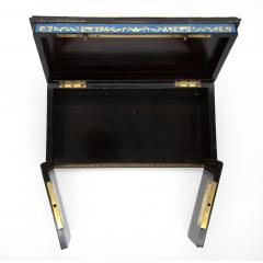 Cerulean Blue Enamel Boullework Box With Brass Inlay French Circa 1850 1860  - 2177242