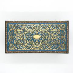 Cerulean Blue Enamel Boullework Box With Brass Inlay French Circa 1850 1860  - 2177243