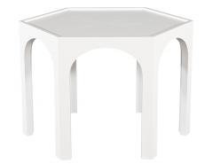 Cerused Oak Modern Hexagon Center Hall Foyer Table White Lacquer - 2705407