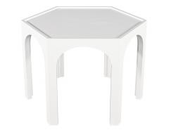 Cerused Oak Modern Hexagon Center Hall Foyer Table White Lacquer - 2705408