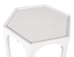 Cerused Oak Modern Hexagon Center Hall Foyer Table White Lacquer - 2705409