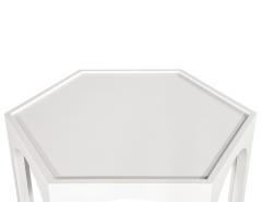 Cerused Oak Modern Hexagon Center Hall Foyer Table White Lacquer - 2705412