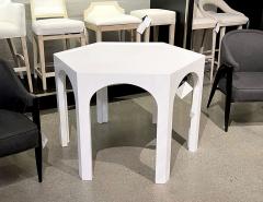 Cerused Oak Modern Hexagon Center Hall Foyer Table White Lacquer - 2705413