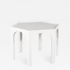 Cerused Oak Modern Hexagon Center Hall Foyer Table White Lacquer - 2709319