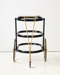 Cesare Lacca 1950s Italian Cesare Lacca Ebonised Mahogany And Brass 3 Tier Bar Cart - 3752817